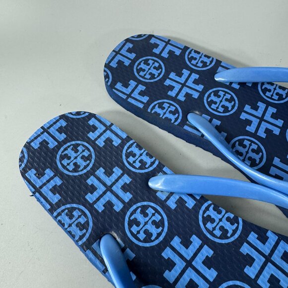 TORY BURCH Thin Flip Flop in Navy Mixed Logo - Picture 10 of 11